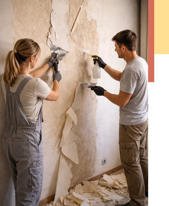 Снятие старых обоев в Бирске от 5457 руб. под ключ недорого | ОТДЕЛОЧНИК-Брк