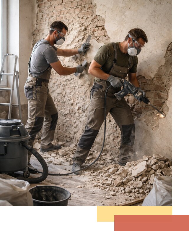 Демонтаж штукатурки со стен в Бирске быстро и аккуратно