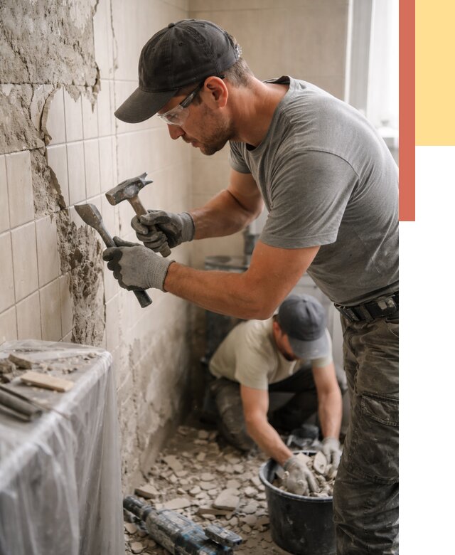 Демонтаж плитки со стен в Бирске от 883 руб. — быстро и недорого | ОТДЕЛОЧНИК-Брк