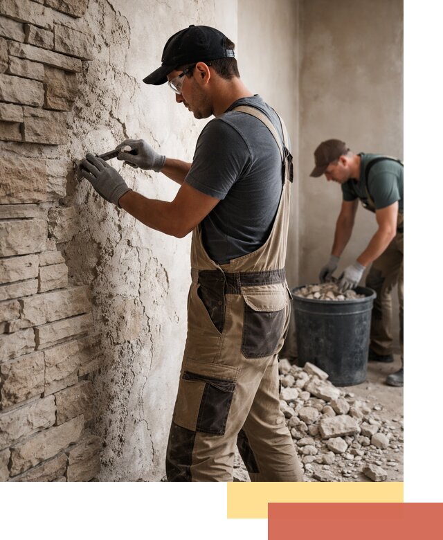 Демонтаж декоративного камня в Бирске профессионально и безопасно