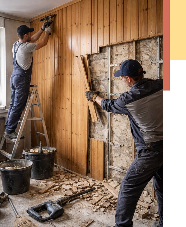 Демонтаж вагонки со стен в Бирске от 1507 руб. — снятие, удаление, срочно | ОТДЕЛОЧНИК-Брк