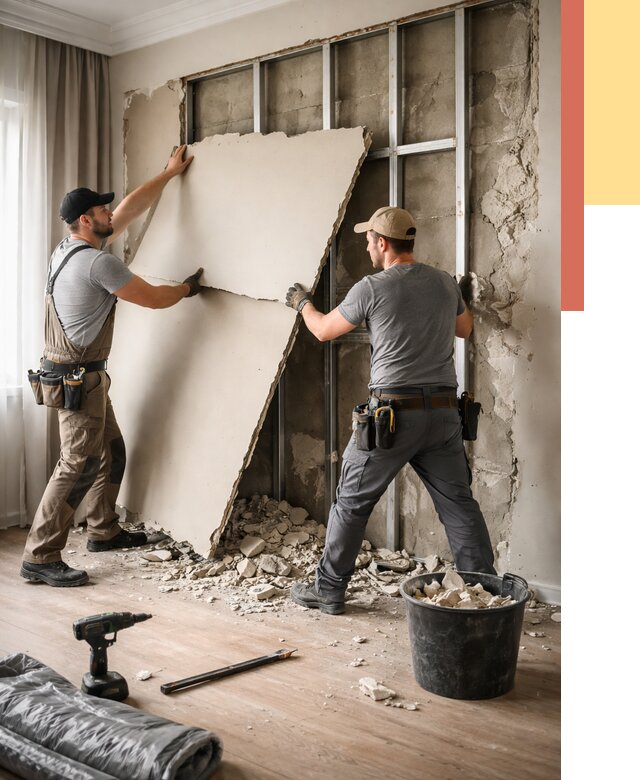 Демонтаж гипсокартона со стен в Бирске от 364 руб. — услуги демонтажа | ОТДЕЛОЧНИК-Брк