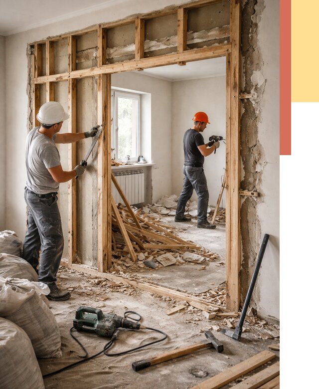 Демонтаж деревянных перегородок в Бирске от 3326 руб. — быстро и недорого | ОТДЕЛОЧНИК-Брк