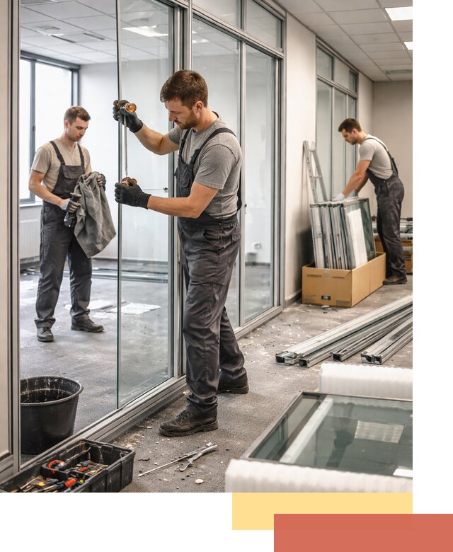 Демонтаж стеклянных перегородок в Бирске быстро и безопасно