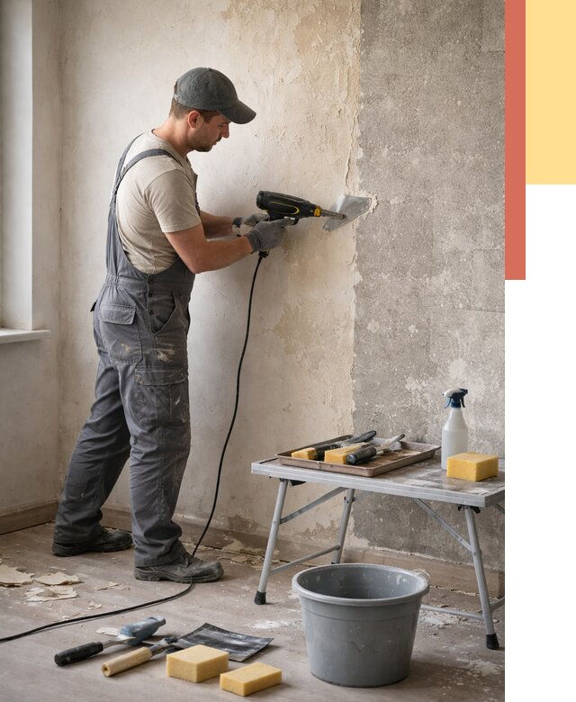 Очистка стен от клея в Бирске от 1923 руб. — снятие и удаление клея со стен | ОТДЕЛОЧНИК-Брк