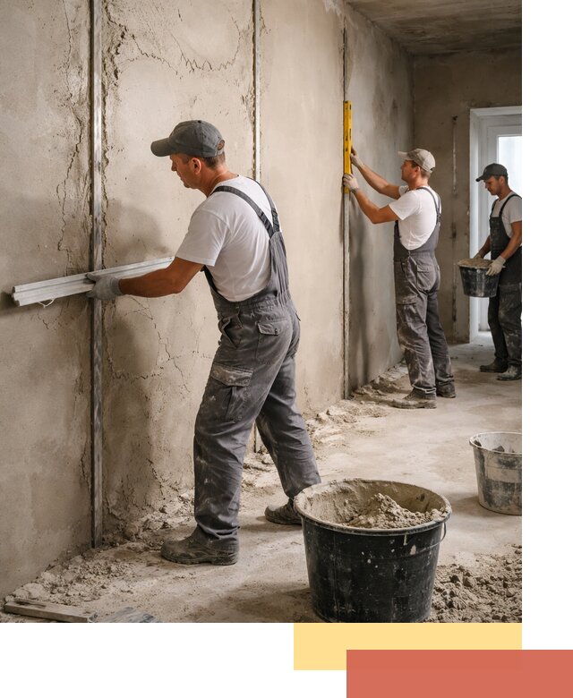 Штукатурка стен по маякам в Бирске — точная и ровная поверхность