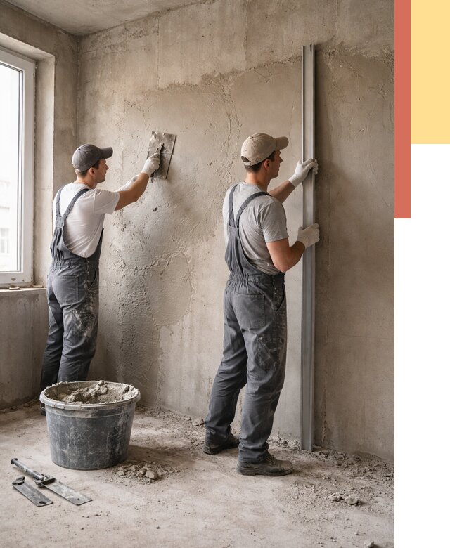 Штукатурка бетонных стен в Бирске от 4677 руб/м² — качественно и быстро | ОТДЕЛОЧНИК-Брк