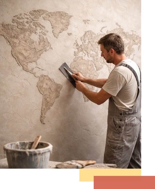 Декоративная штукатурка «Карта мира» под ключ в Бирске