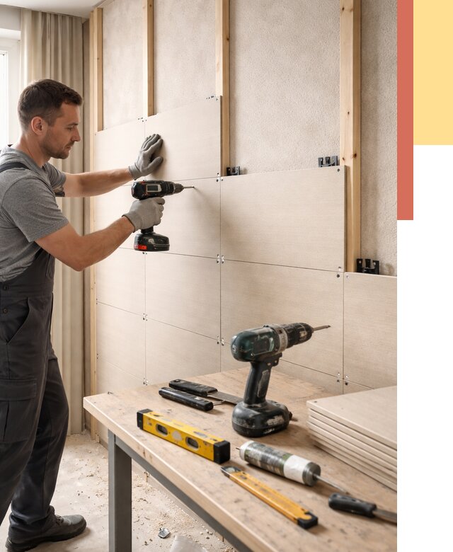 Монтаж МДФ панелей на стены в Бирске от 1299 руб. под ключ | ОТДЕЛОЧНИК-Брк