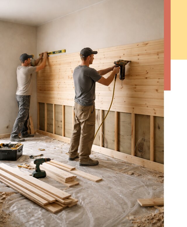 Монтаж деревянной вагонки на стены в Бирске от 7796 руб. | Услуги монтажа вагонки | ОТДЕЛОЧНИК-Брк