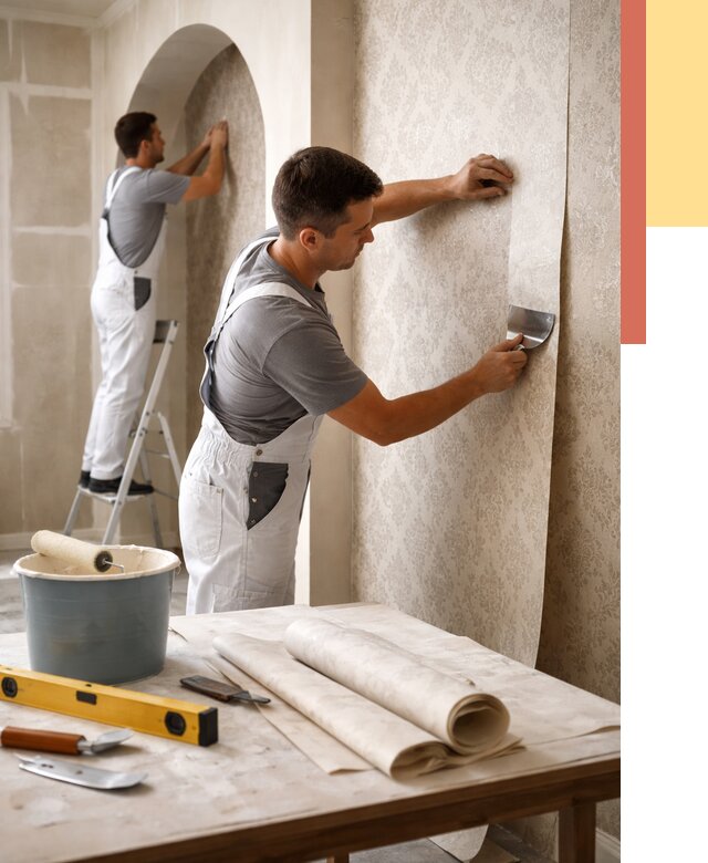 Поклейка обоев на сложные стены в Бирске от 2910 руб. под ключ | ОТДЕЛОЧНИК-Брк