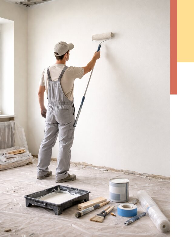 Покраска стен водоэмульсионной краской в Бирске от 468 руб. за м² | ОТДЕЛОЧНИК-Брк