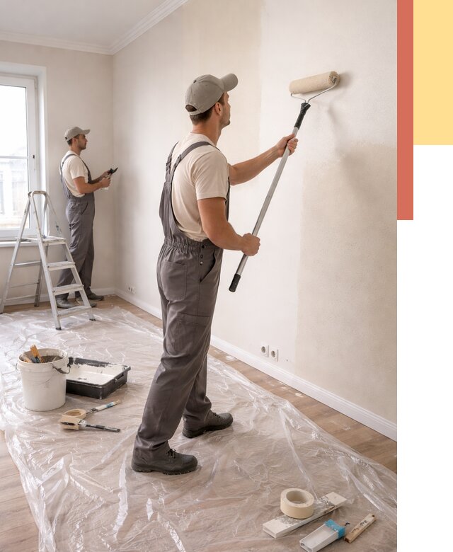 Покраска стен акриловой краской в Бирске от 3638 руб./м² — быстро и недорого | ОТДЕЛОЧНИК-Брк