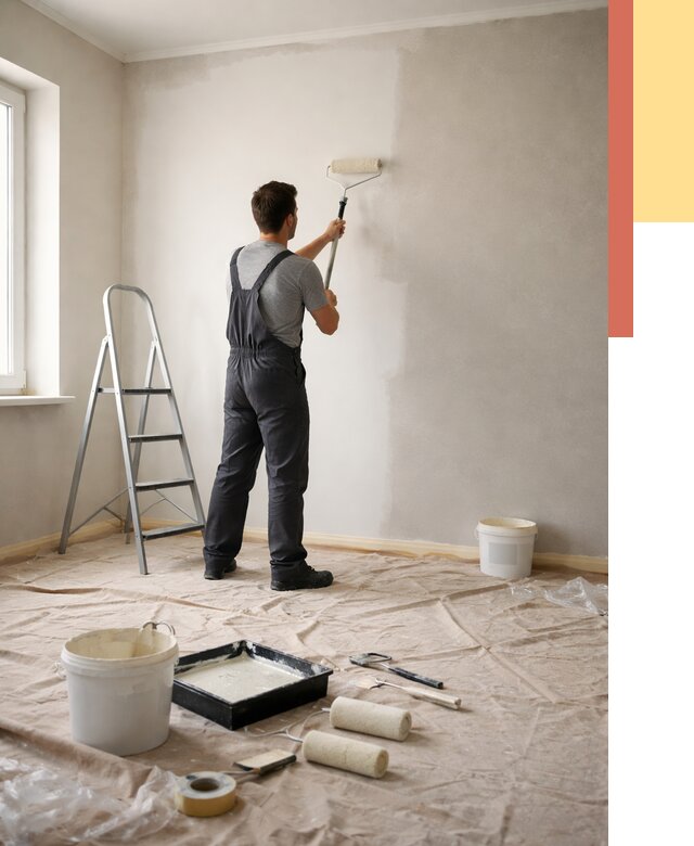 Покраска стен моющейся краской в Бирске от 364 руб./м² — быстро и недорого | ОТДЕЛОЧНИК-Брк