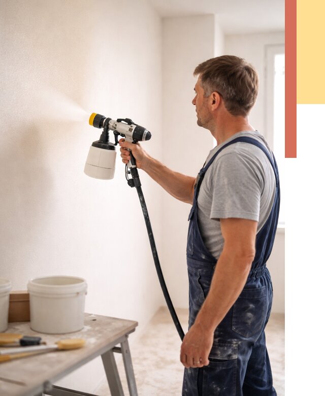 Покраска стен краскопультом в Бирске от 7796 руб. — механизированная покраска | ОТДЕЛОЧНИК-Брк