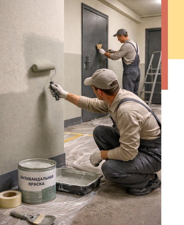 Покраска стен антивандальной краской в Бирске от 4677 руб./м² под ключ | ОТДЕЛОЧНИК-Брк