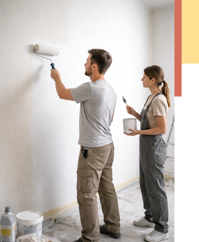 Окраска стен по стеклохолсту в Бирске от 4677 руб/м² под ключ | ОТДЕЛОЧНИК-Брк