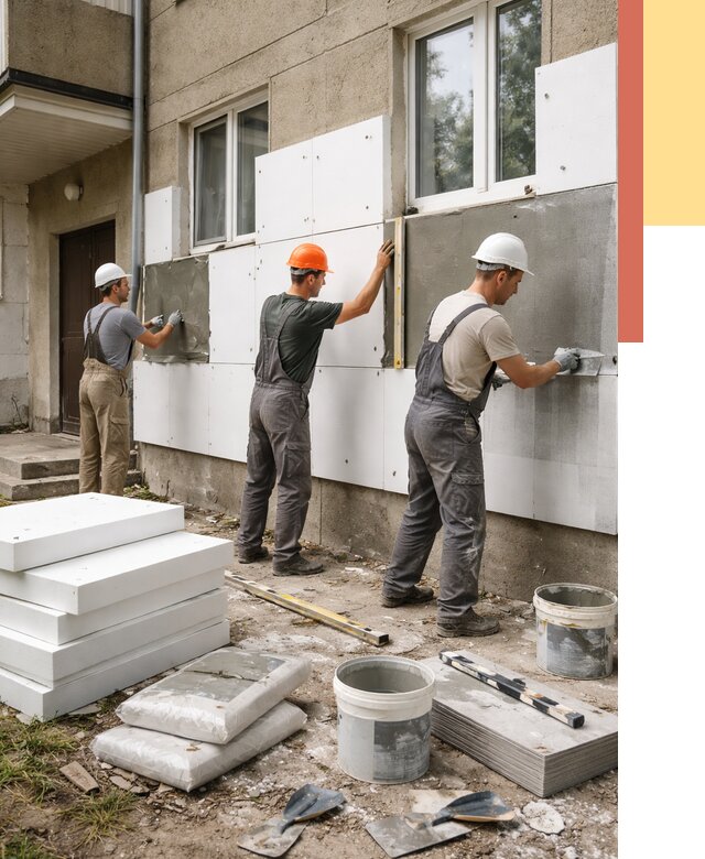 Утепление стен пенопластом в Бирске от 1819 руб. — недорого и под ключ | ОТДЕЛОЧНИК-Брк