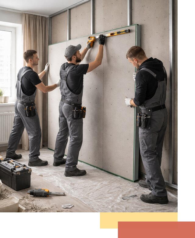 Шумоизоляция стен панелями ЗИПС в Бирске для жилых и коммерческих помещений