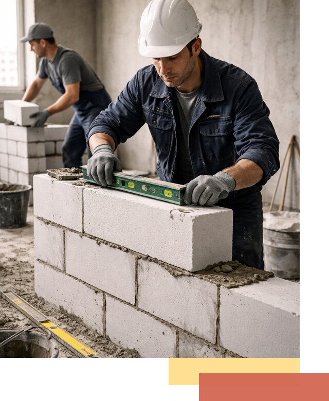 Кладка перегородок из пеноблока под ключ в Бирске