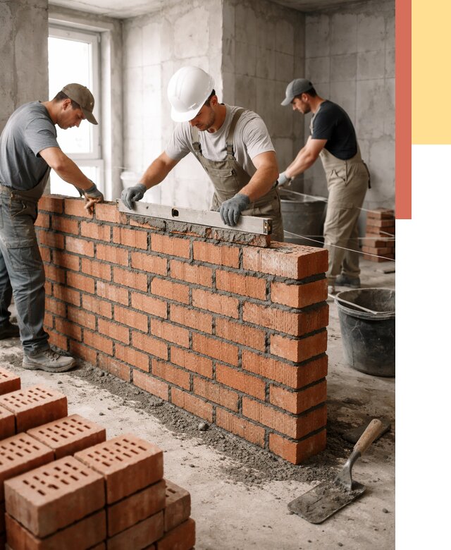 Кладка перегородок из кирпича в Бирске от 3638 руб. за м² | ОТДЕЛОЧНИК-Брк