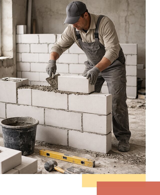 Кладка перегородок из силикатного блока в Бирске