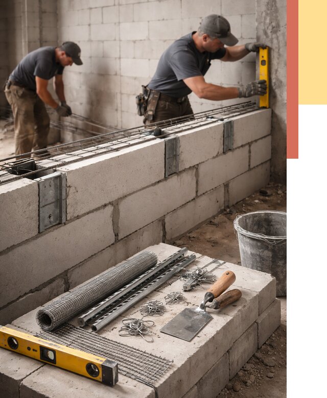 Армирование кладки перегородок в Бирске от 780 руб. под ключ | ОТДЕЛОЧНИК-Брк