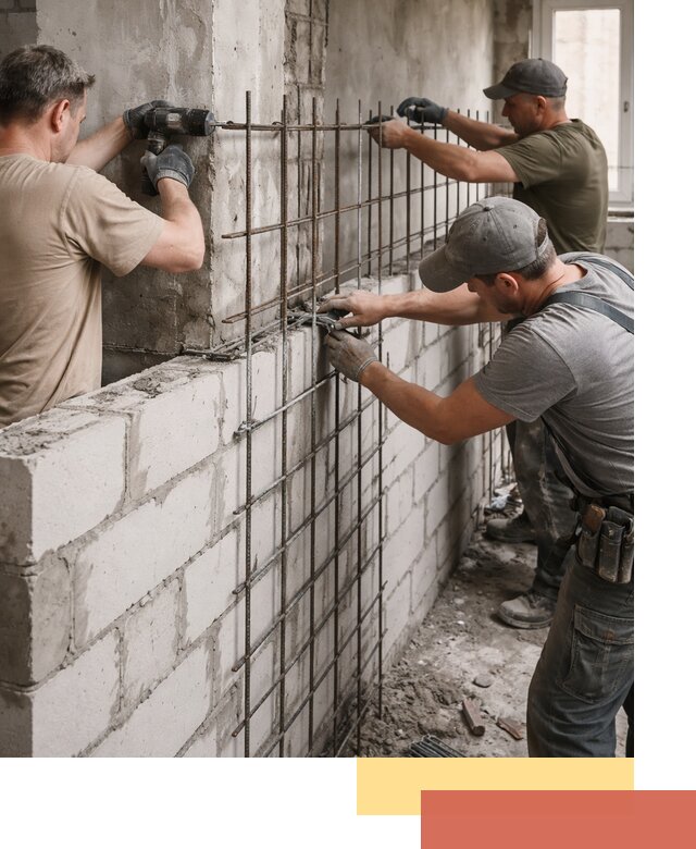 Армирование кладки перегородок в Бирске профессионально и надёжно