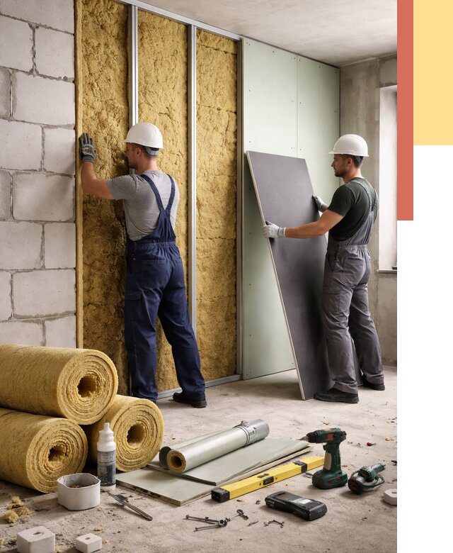 Шумоизоляция перегородок из блоков в Бирске от 1923 руб./м² — быстро и недорого | ОТДЕЛОЧНИК-Брк