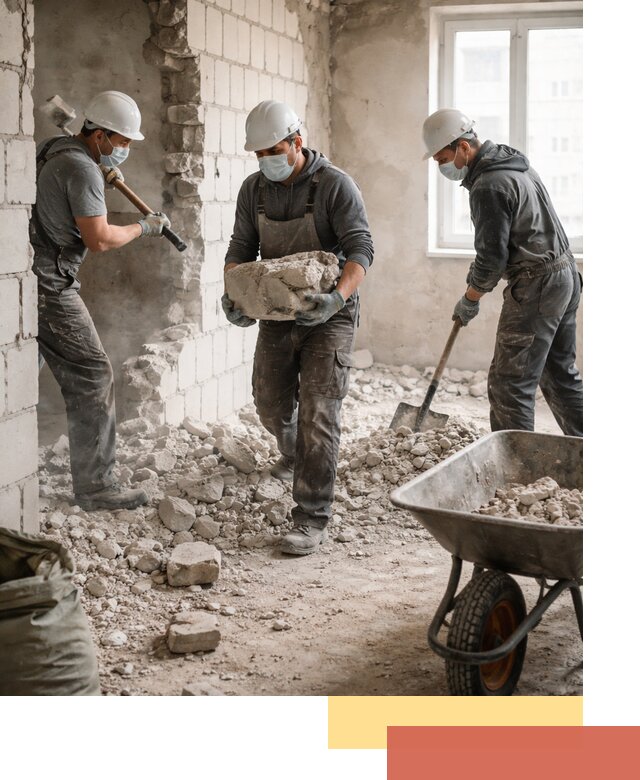 Демонтаж блочных перегородок в Бирске быстро и аккуратно