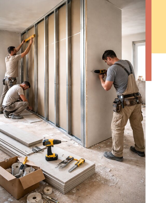 Монтаж однослойной перегородки из гипсокартона в Бирске от 676 руб. | ОТДЕЛОЧНИК-Брк