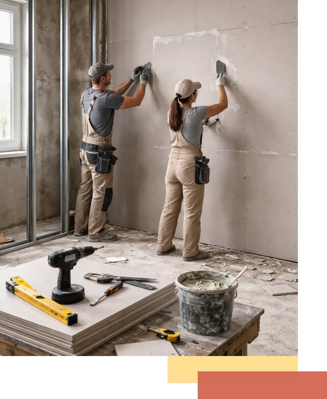 Монтаж двухслойной перегородки из гипсокартона в Бирске