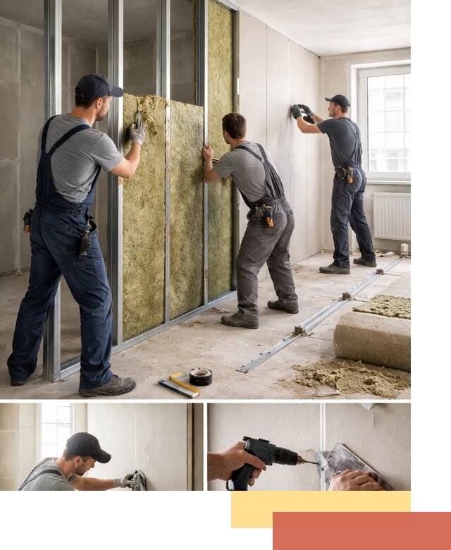 Перегородка из гипсокартона с шумоизоляцией в Бирске — монтаж под ключ