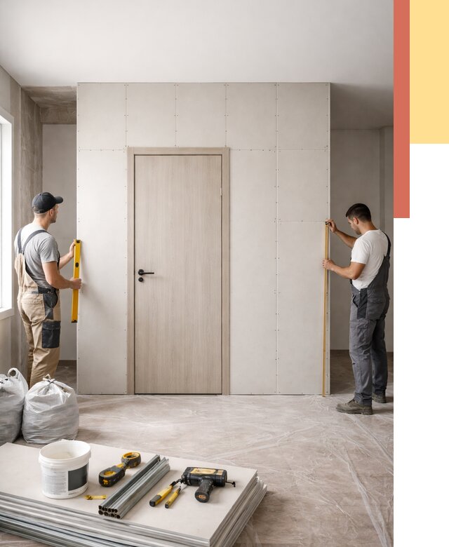 Перегородка из гипсокартона с дверью в Бирске от 4677 руб. под ключ | ОТДЕЛОЧНИК-Брк