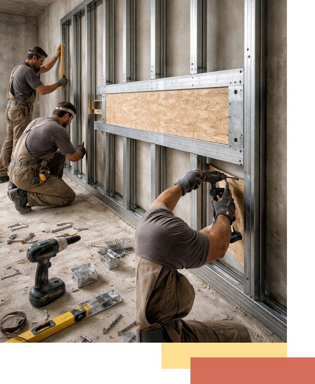 Усиленная перегородка для крепления тяжёлых конструкций в Бирске