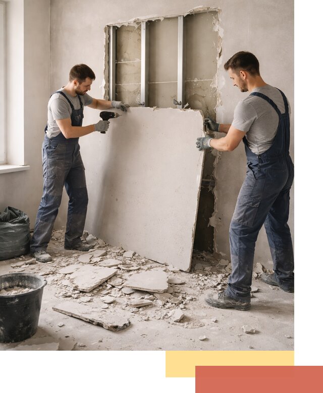 Демонтаж перегородки из гипсокартона в Бирске быстрый и аккуратный