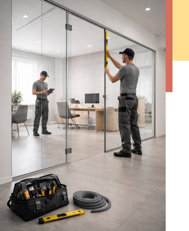 Цельностеклянные перегородки под ключ в Бирске от 9874 руб. — монтаж и цены | ОТДЕЛОЧНИК-Брк