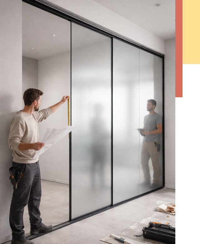 Матовые стеклянные перегородки в Бирске от 8835 руб. — монтаж и установка | ОТДЕЛОЧНИК-Брк