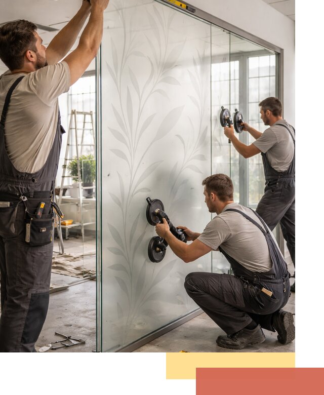 Стеклянные перегородки с рисунком на заказ в Бирске