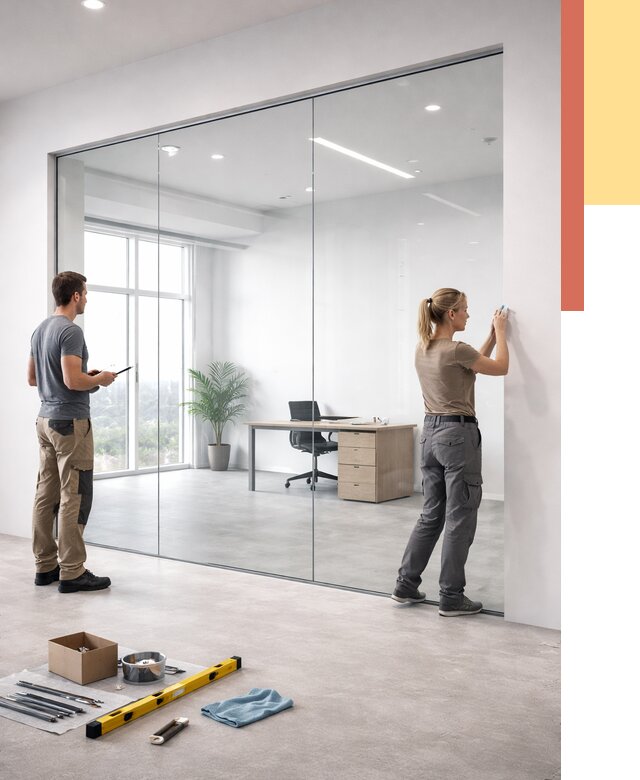 Перегородки из закаленного стекла в Бирске от 9874 руб. под ключ | ОТДЕЛОЧНИК-Брк