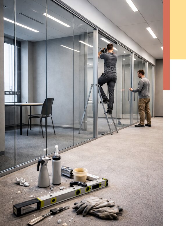 Стеклянные офисные перегородки в Бирске от 8835 руб. — монтаж и установка | ОТДЕЛОЧНИК-Брк