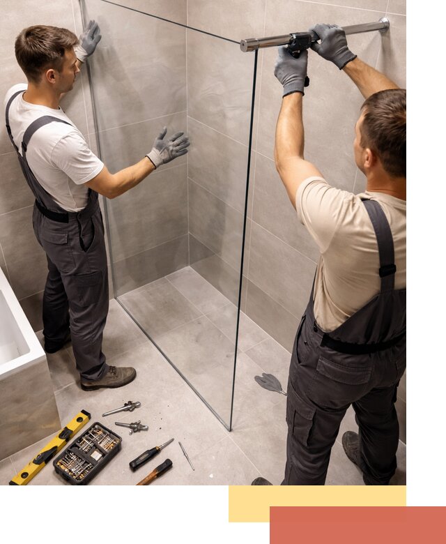 Стеклянные перегородки для душа в Бирске — изготовление и монтаж