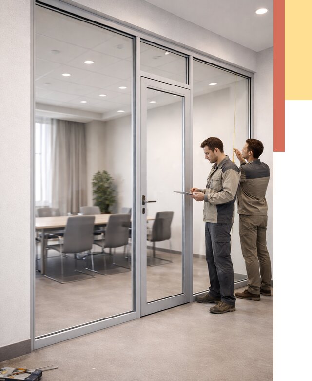 Установка и монтаж алюминиевых перегородок со стеклом в Бирске от 8523 руб. | ОТДЕЛОЧНИК-Брк