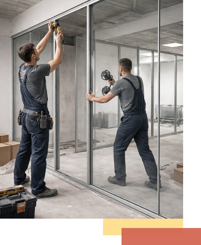 Алюминиевые перегородки со стеклом в Бирске — изготовление и монтаж