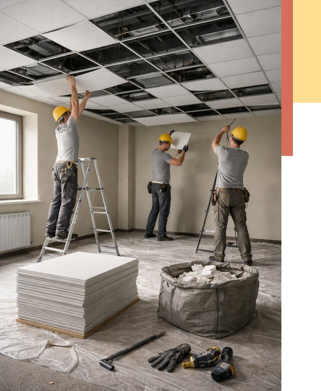 Демонтаж потолка Армстронг в Бирске от 4677 руб. быстро и недорого | ОТДЕЛОЧНИК-Брк