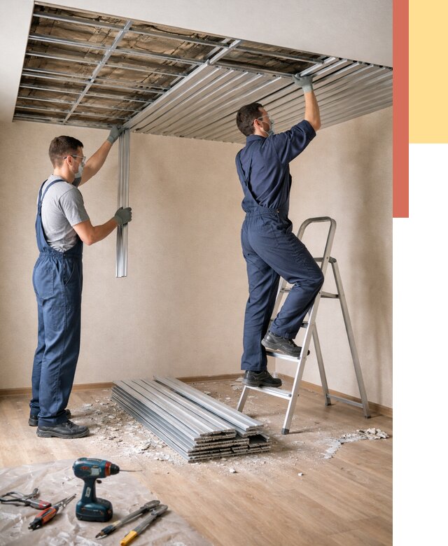 Демонтаж реечного потолка в Бирске от 4677 руб. быстро и недорого | ОТДЕЛОЧНИК-Брк