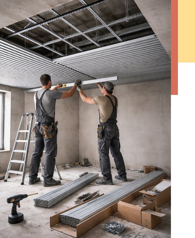 Монтаж реечного потолка в Бирске от 4677 руб. под ключ | ОТДЕЛОЧНИК-Брк