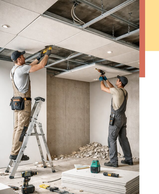 Монтаж акустического потолка в Бирске от 6756 руб/м2 — быстро и недорого | ОТДЕЛОЧНИК-Брк