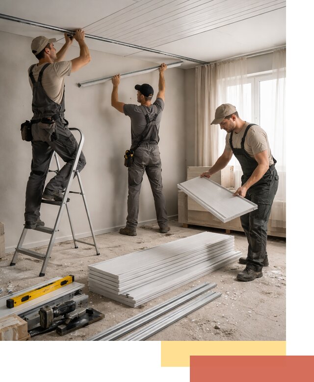 Монтаж потолка из ПВХ панелей в Бирске оперативно и качественно