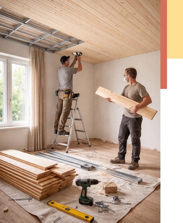 Монтаж потолка из вагонки в Бирске от 6756 руб. | Быстро и недорого — ОТДЕЛОЧНИК-Брк